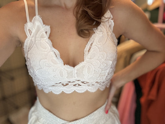 No Secrets Crochet Lace Bralette - WHITE