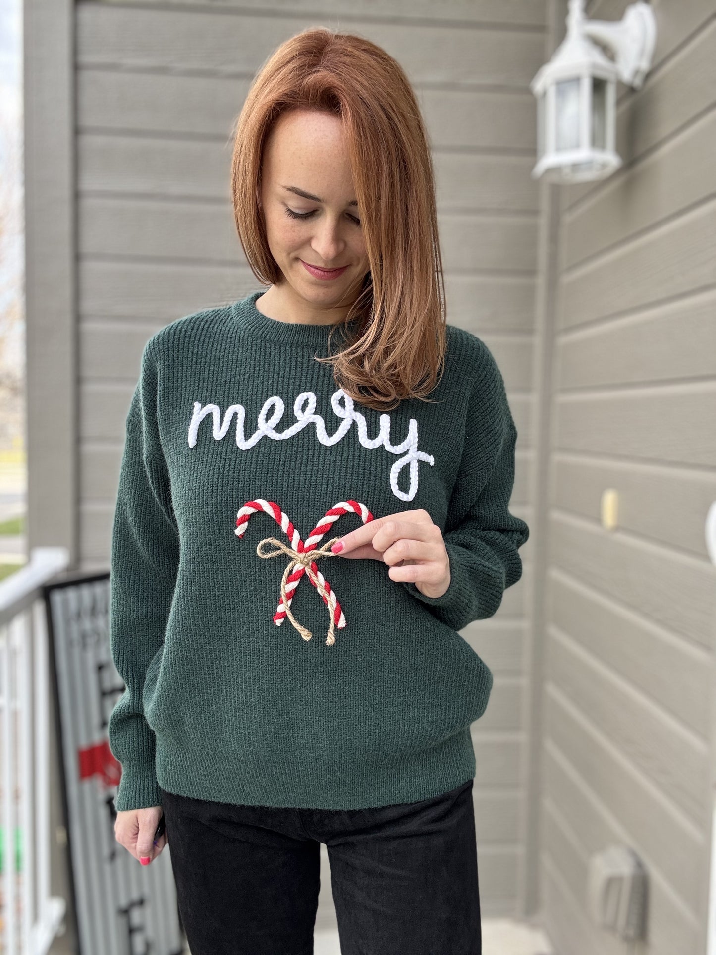 Merry & Bright Embroidered Christmas Sweater