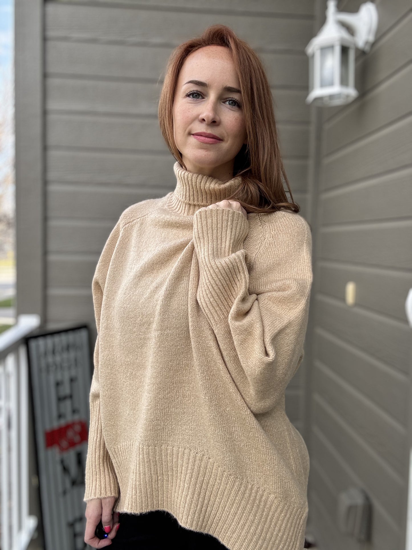 Sugar & Spice Turtleneck Sweater - TAUPE