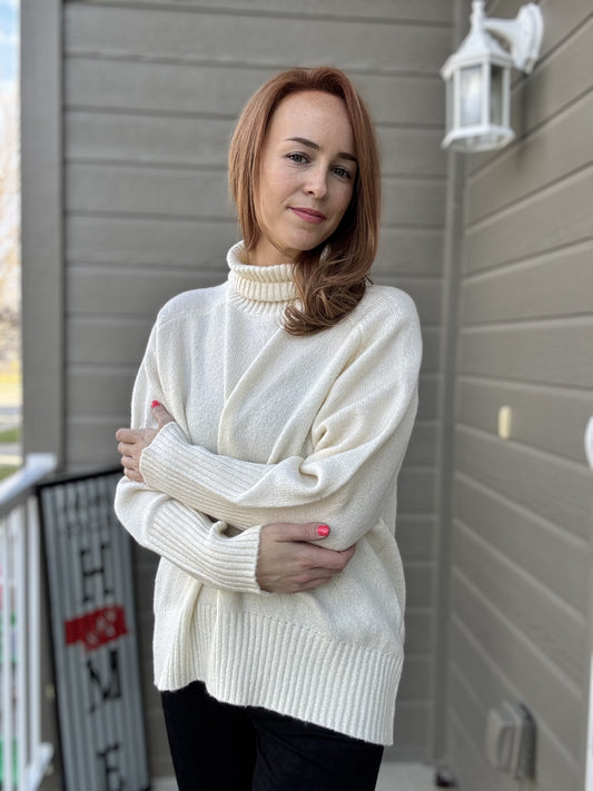 Sugar & Spice Turtleneck Sweater - CREAM