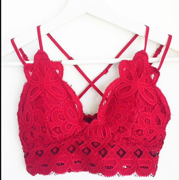 No Secrets Crochet Lace Bralette - RED